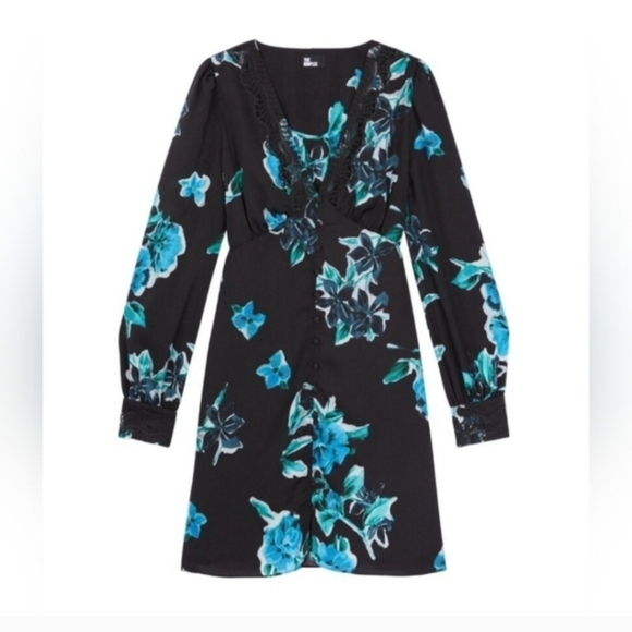The Kooples Floral-print lace-trimmed woven mini dress - Picture 2 of 4